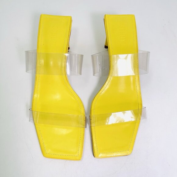Schutz Ariella Tab Mid Sandal Limoncello Size 8B - Picture 2 of 10